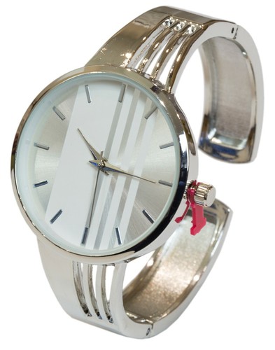 Blekon Collections Quartz Women's Elegant Striped Design Dial Cuff Bangle Watch - Picture 3 of 40