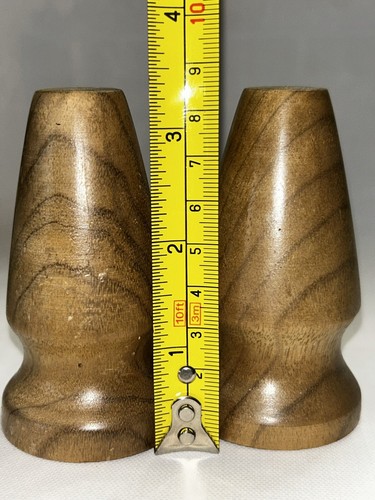 Vintage MCM Holz Salz Pfefferstreuer Set Naturholz Kegel - Bild 5 von 5
