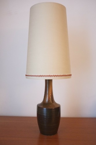 Retro Conical Lampshade with Vintage Trim - Tall - Mid-Century - Cream/Beige - Picture 19 of 52