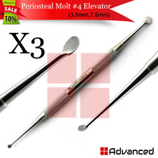 X3 Dental Molt #4 Elevator Bone Curette Spoon Shape Blade Periosteal Elevators