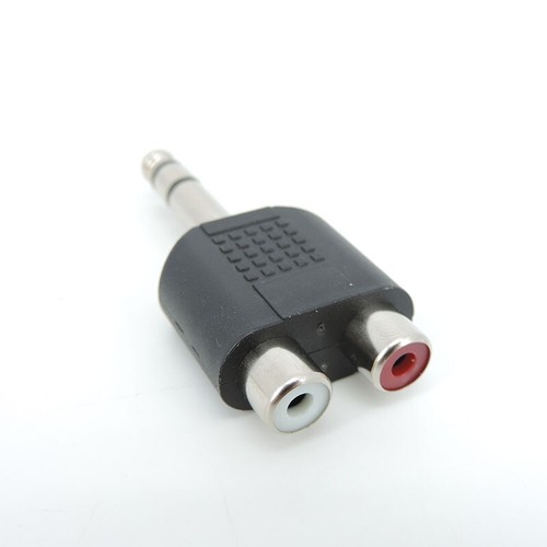6.35mm 6.5 mm Male to Dual RCA Female audio connector converter adapter - Picture 2 of 6