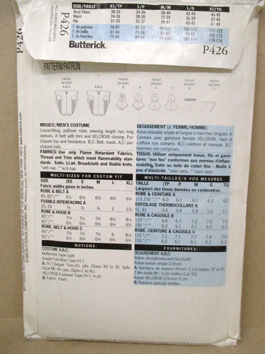 Butterick P426 Kostüm Erwachsene Schnittmuster UNGESCHNITTEN Gewand Geist Teufel Halloween - Bild 2 von 3