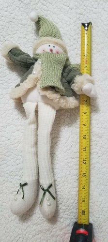 Christmas Snowman Shelf Sitter Decoration Green Coat, Santa Hat and Scarf - Picture 12 of 12