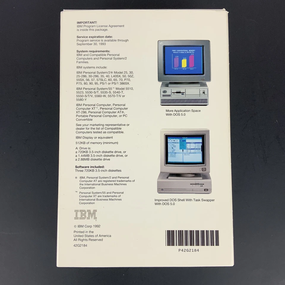 Microsoft MS DOS 5.0 IBM 3.5 inch Diskettes IBM and Compatibles 1992 Open Box - Image 4 of 4