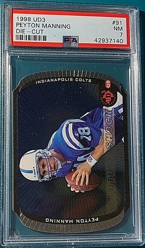 1998 UD3 Football #91 Peyton Manning Die Cut Rookie #136/1000 PSA 7 Low Pop