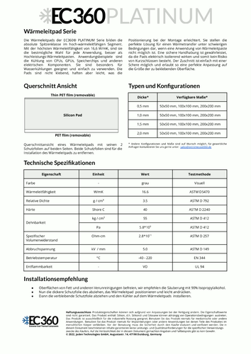 EC360® PLATINUM 16,6W/mK Wärmeleitpad (50 x 50 x 1,0 mm) I ThermalPad CPU RAM - Bild 6 von 7