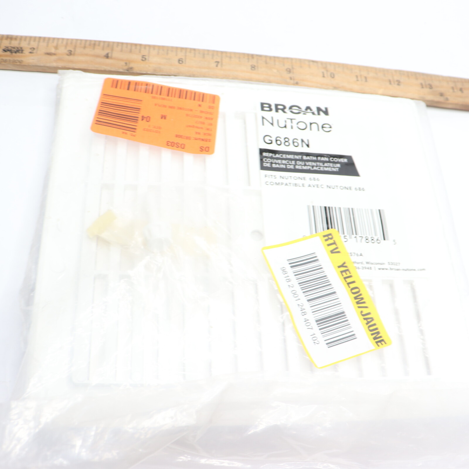 Broan G686N White Grille for Nutone 686 Bathroom Ventilation Fan 