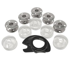 Capsula bobina per macchine da cucire Singer (pinza Apollo) + 10 bobine (metallo/plastica)
