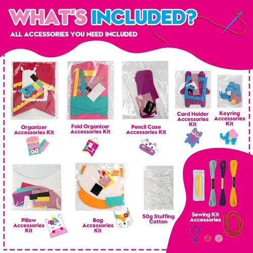 Kit Artigianato Cucito per Bambine: Kit Cucito in Feltro Fai da Te per Bambini Età 5-10, 7 Projec Divertenti - Foto 3 di 11