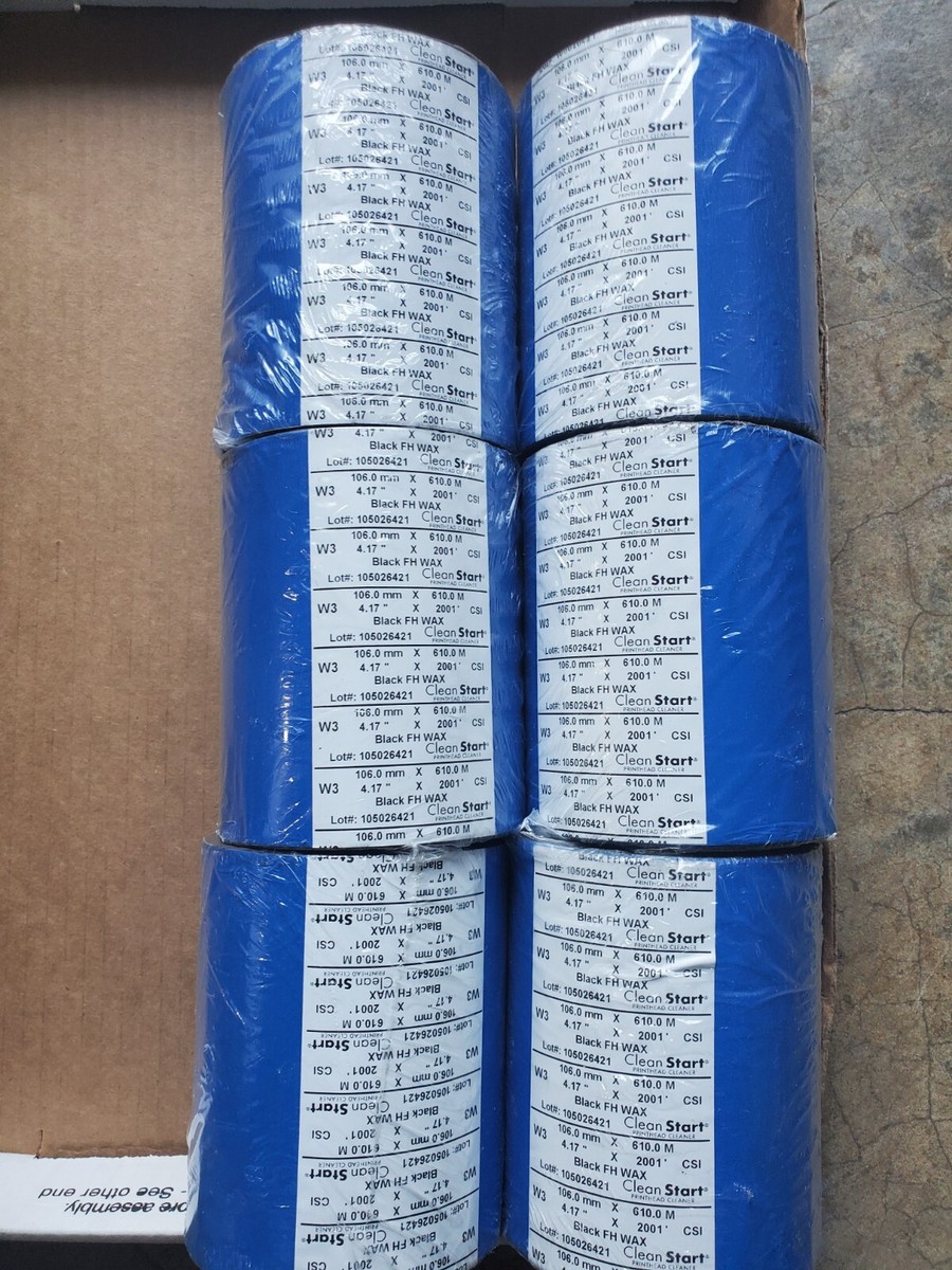 6 CLEAN START CSI Black FH Wax Ribbon Thermal TransferRoll