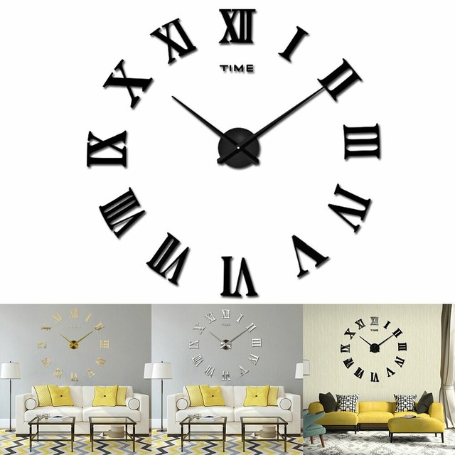 Large Wall Clock Modern W Roman Numerals Rose Gold Metal Wall Clock Modern W Roman Numerals