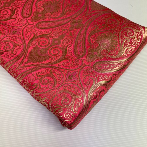 Ornamental paisley gold metallic print Indian banarsi Brocade fabric M1537 Mtex - Picture 71 of 89