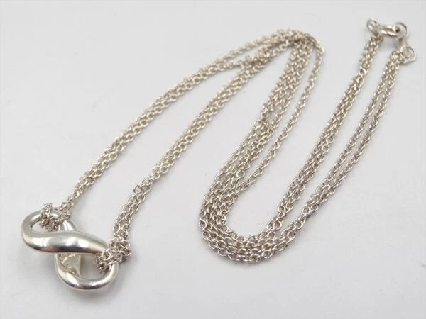 TIFFANY & Co. Infinity Double Chain Sterling Silver925 Necklace No Box   U