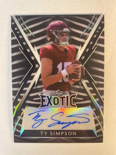 Ty Simpson Auto RC #d /13! 2023 Leaf Exotic Zebra. Alabama Crimson Tide 1st Auto - Picture 1 of 4