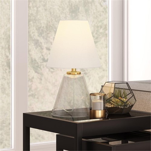 Henn&Hart 8" Clear Glass Metal/Glass/Fabric Mini Lamp - Bild 10 von 11