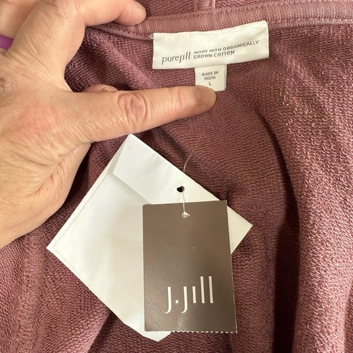 J. Jill Pure JillJersey One Button Organic Cotton Mauve Women’s Hoodie Large NWT - Picture 8 of 13