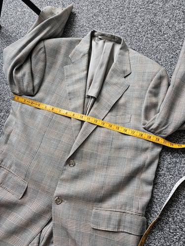 Chaqueta a Cuadros Corneliani Príncipe de Gales Reino Unido 40 Lino Seda y Lana Gris Blazer M - Imagen 20 de 23