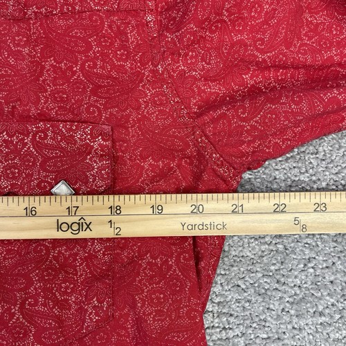 Larry Mahan Shirt Men’s Small Red Paisley Pearl Snap Long Sleeve Western Cowboy - Picture 10 of 12