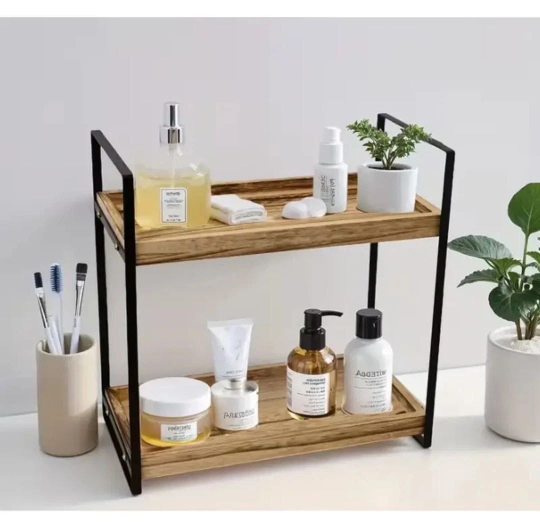 2 Tier Bathroom Kitchen Counter Organiser Wood Shelf Cosmetic Storage Rack
Opens in a new window or