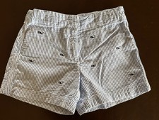 Vineyard Vines girls 10 blue white pinstripe lined whale embroidered shorts