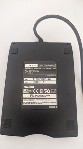 TEAC 3.5" External Floppy Disk Drive USB Unit FD-05PUB Genuine OEM Tested - Afbeelding 2 van 2