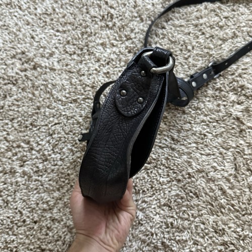 Borsa a tracolla VIN BAKER Saddle Pebble Leather nera a tracolla Made in USA - Foto 10 di 15