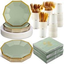 400 Pcs Baby Shower Dinnerware for 50 Guest Baby Shower Paper Plate Napkin Se...