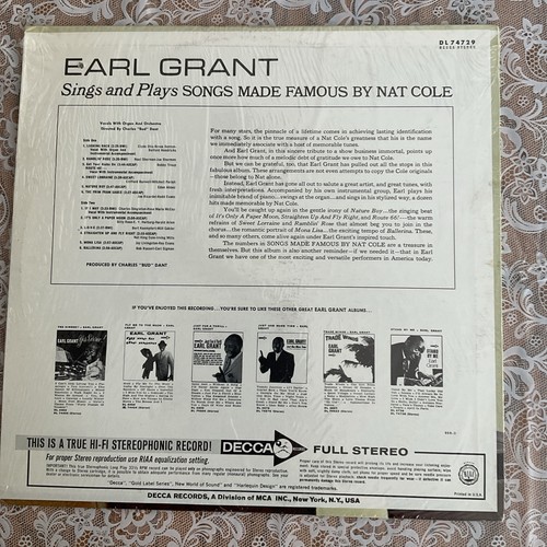 Earl Grant Sings And Plays  Songs Made Famous By Nat Cole 33 LP - Picture 2 of 13