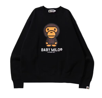 BAPE Baby Milo Relaxed Fit Crewneck Size 2XL  Black SS22 Brand New