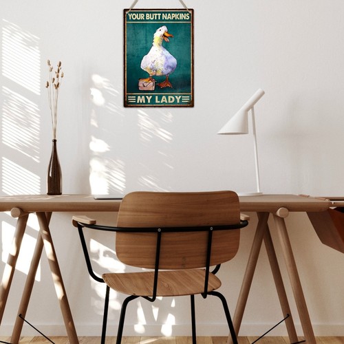 Your Butt Napkins My Lady Funny Duck Bathroom Metal Sign WC Toilet Wall Plaque - Picture 12 of 17