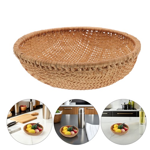 Bamboo Serving Tray Handmade Woven Round Basket For Bread Fruits - Bild 1 von 12
