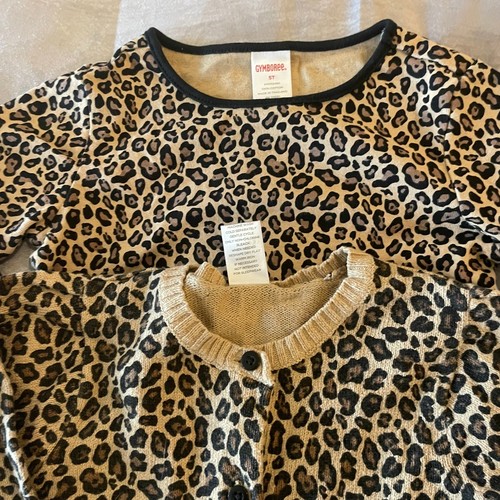 Gymboree sweater set size 5 cheetah print leopard top and sweater L/S cardigan - Picture 2 of 20