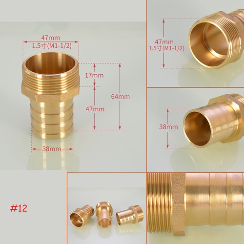 1" to 2" BSP Taper Thread x Hose Tail Male Thread Brass Fittings Fuel Gas Water - Picture 14 of 15