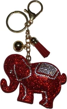 Popfizzy Red Elephant Keychains for Women and Girls, Bling Backpack Key Chain