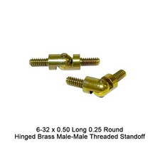 Hinged Standoff 6-32 x 0.50 Long 0.25 Round Brass M-M Threaded, Pack of 10