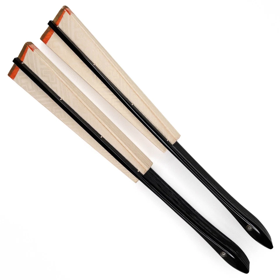 Escuela de Baile Plegable Maiogi Japonesa De Colección Dos Abanicos Usados en Cajas de Almacenamiento Originales Foto 3 de 4