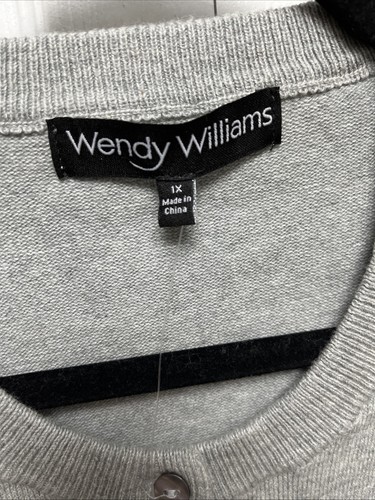 WENDY WILLIAMS Damen grau Button Down Cardigan Pullover 3/4 Ärmel Stretch 1X - Bild 3 von 7