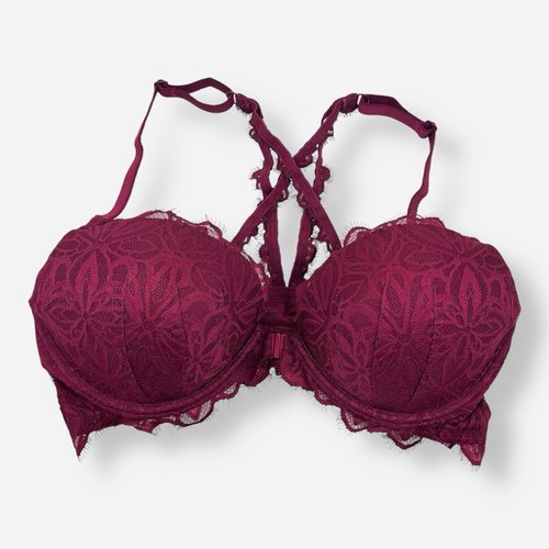 Reggiseno Victoria’s Secret ROSA Data Racerback Pizzo Vino Rosso Borgogna Push-up 36D - Foto 1 di 8