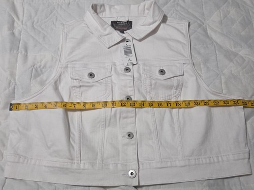 NWT Torrid Womens Size 3x Cropped Denim Vest White Sleeveless Button Up Stretch - Picture 4 of 7