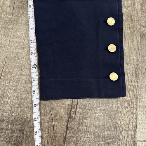 Talbots Hampshire Ankle Pants Size 16 Navy Blue Stretch Gold Button Hem Slim - Picture 4 of 11