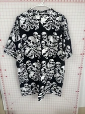 Vintage 90s All Over Print (AOP) Skull Tee Rare Size XL Y2K Single Stitch READ