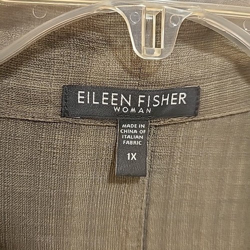 Eileen Fisher Damen offene Unstruktur Jacke 1X Leinenmischung anthrazit L-Slv Taschen - Bild 4 von 14