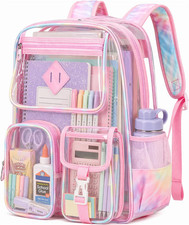 Clear Backpack for School,Heavy Duty PVC Transparent Bookbag for Girls Stadium A