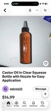 Castor Oil in Clear Squeeze Bottle with Nozzle for Easy Application