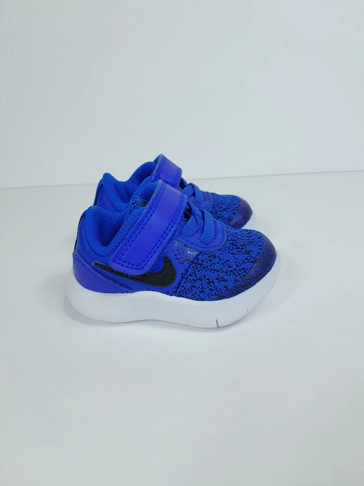 Nike младенца Flex контакт синий черный белый кроссовки ребенка ясельного возраста Td Sz 2 C поскользнуться на - Изображение 2 из 4
