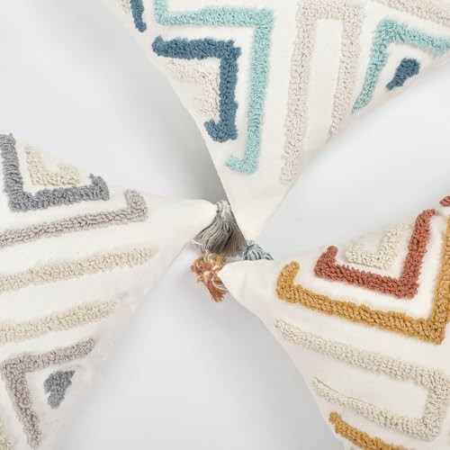 Boho Pillow Covers 18X18 Inch Boho Tufted Throw Pillow Covers Decorative - Picture 7 of 7