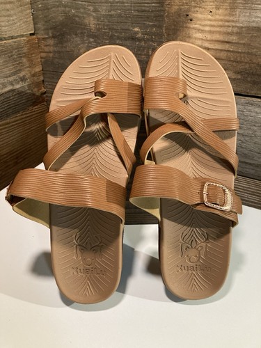 KuaiLu Damen-Sandalen Größe 9 Flip-Flops braun Yogamatte Zehenring Schuh