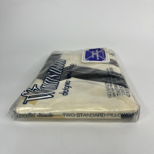 Vintage Wamsutta Fine Percale 2 Standard Pillowcases Irregular Pattern New Nos - Picture 3 of 3