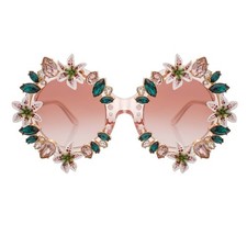Image of DOLCE & GABBANA Lily Flower Crystal Pearl Sunglasses Pink Gold DG4369 12736