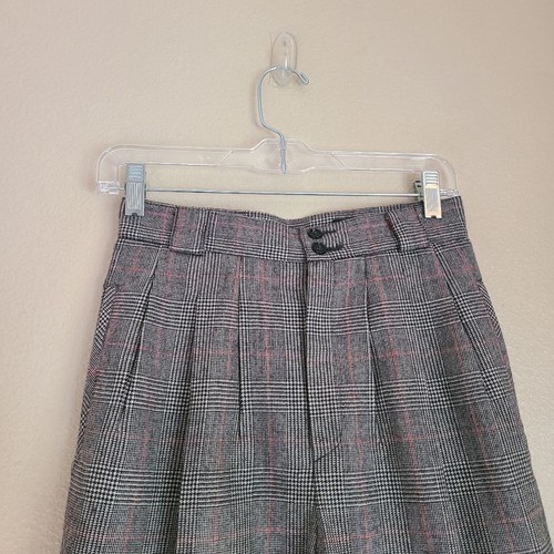 vintage 100% wool fully lined high waisted plaid trousers womens size 4 - Picture 3 of 6